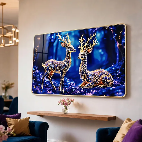 Mdf_Resin_Diamond_Art_Deer_Gold_Wall_Photo_Frame_12x18_Inch