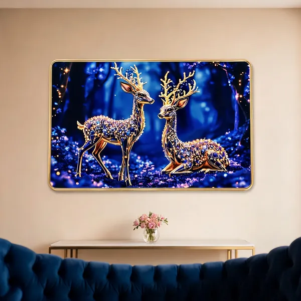Mdf_Resin_Diamond_Art_Deer_Gold_Wall_Photo_Frame_12x18_Inch