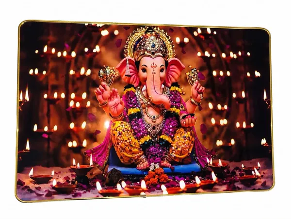 Mdf_Wood_Devotional_Ganesha_Golden_Border_Wall_Photo_Frame
