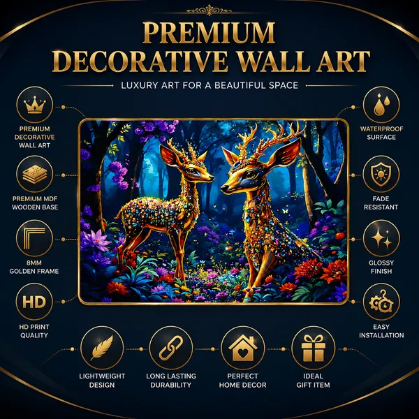 Premium_Deer_Resin_Art_Wall_Painting_|_Luxury_MDF_Wooden_Decorative_Photo_Frame_with_Golden_Border_|_Ready_to_Hang_Wall_Art_for_Living_Room,_Bedroom,_Office_&_Home_Decor_(12_x_18_Inch)
