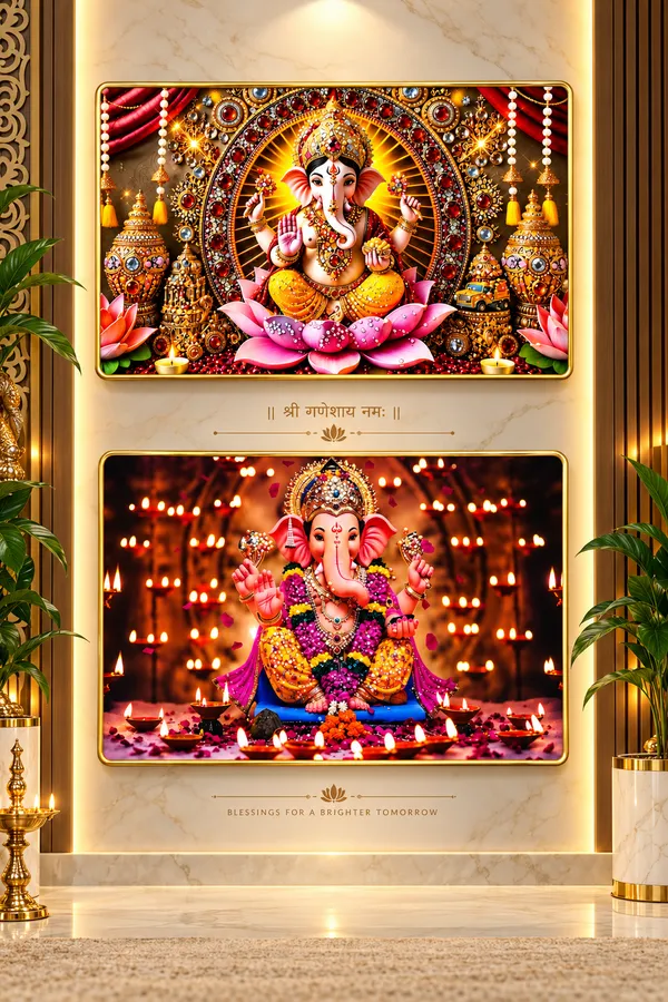 Divine_Lord_Ganesha_3D_Relief_Wall_Art_Photo_Frame_Set_of_2