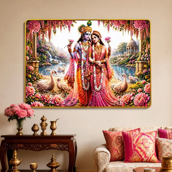 Mdf_Radha_Krishna_Golden_Border_Floral_Wall_Art_Frame