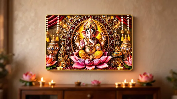 Mdf_Ganesha_Jewel_Embellished_Golden_Wall_Art_Frame
