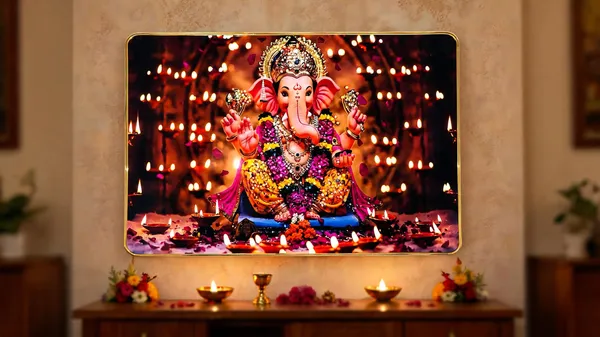 Mdf_Wood_Devotional_Ganesha_Golden_Border_Wall_Photo_Frame