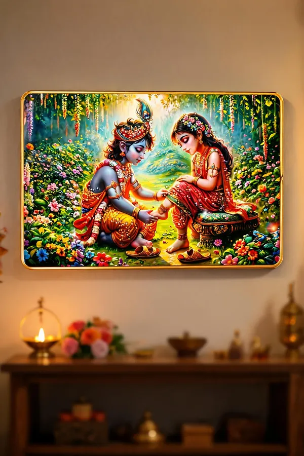 Mdf_Wood_Devotional_Radha_Krishna_Floral_Garden_Wall_Art_Frame