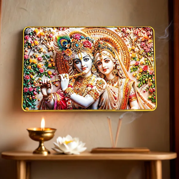 Mdf_Wood_Embossed_Radha_Krishna_Floral_Golden_Wall_Art_Frame