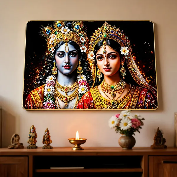 Mdf_Wood_Devotional_Radha_Krishna_Floral_Portrait_Wall_Art_Frame