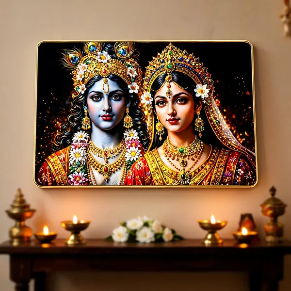 Mdf_Wood_Devotional_Radha_Krishna_Floral_Portrait_Wall_Art_Frame