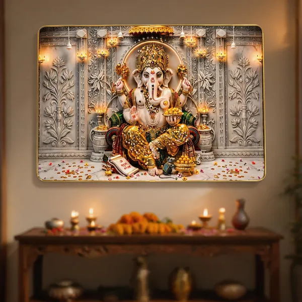 Mdf_Wood_Devotional_Ganesha_Temple_Throne_Wall_Art_Frame