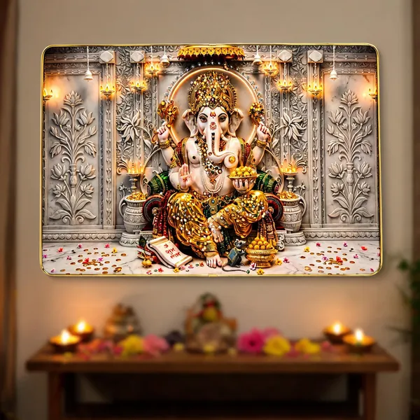 Mdf_Wood_Devotional_Ganesha_Temple_Throne_Wall_Art_Frame