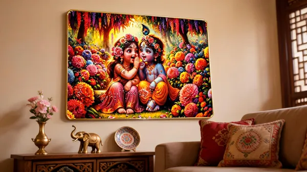 Mdf_Wood_Traditional_Radha_Krishna_Floral_Garden_Wall_Art_Frame