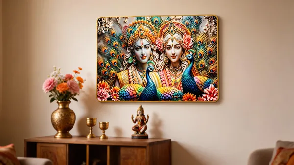 Mdf_Wood_Devotional_Radha_Krishna_Peacock_Motif_Wall_Art_Frame
