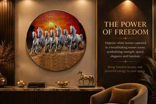 7_Running_White_Horses_Resin_Art_Round_Wall_Painting_|_Premium_MDF_Wooden_Photo_Frame_|_High_Gloss_Waterproof_Finish_|_Vastu_Wall_Decor_|_Ready_to_Hang_|_Living_Room,_Office_&_Home_Decoration_|_12�12Inch