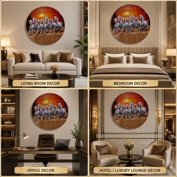 7_Running_White_Horses_Resin_Art_Round_Wall_Painting_|_Premium_MDF_Wooden_Photo_Frame_|_High_Gloss_Waterproof_Finish_|_Vastu_Wall_Decor_|_Ready_to_Hang_|_Living_Room,_Office_&_Home_Decoration_|_12�12Inch