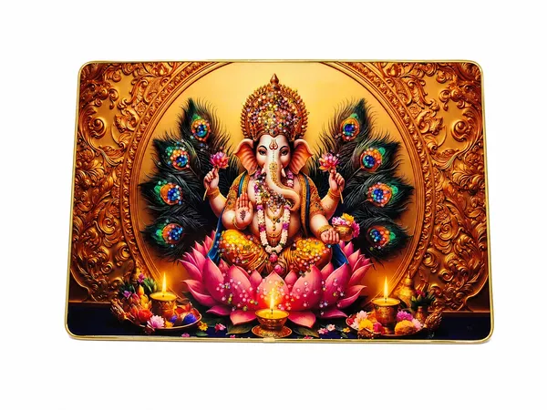 Mdf_Wood_Devotional_Ganesha_Peacock_Feather_Religious_Wall_Frame