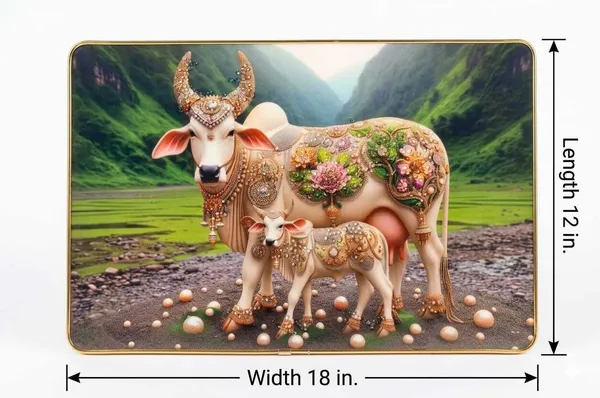 Mdf_Resin_Diamond_Art_Kamdhenu_Cow_Calf_Wall_Photo_Frame