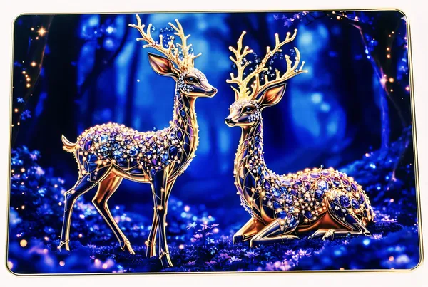 Mdf_Resin_Diamond_Art_Deer_Gold_Wall_Photo_Frame_12x18_Inch