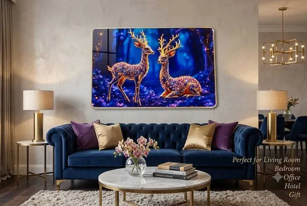 Mdf_Resin_Diamond_Art_Deer_Gold_Wall_Photo_Frame_12x18_Inch