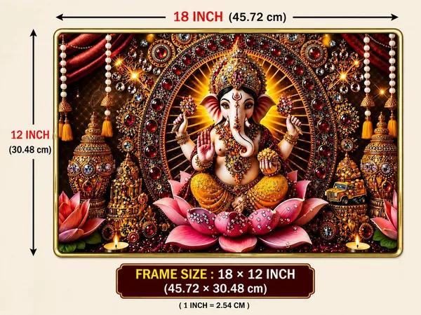 Mdf_Resin_Diamond_Art_Ganesha_Lotus_Religious_Wall_Painting