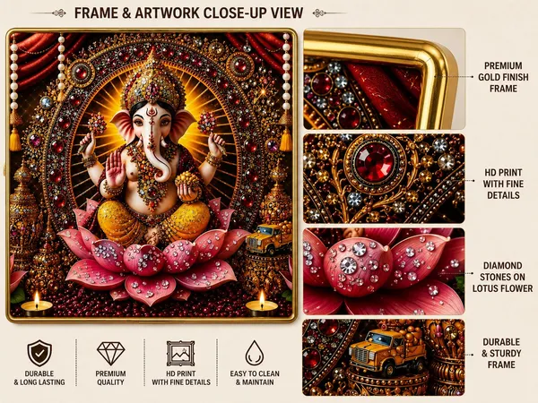 Mdf_Resin_Diamond_Art_Ganesha_Lotus_Religious_Wall_Painting