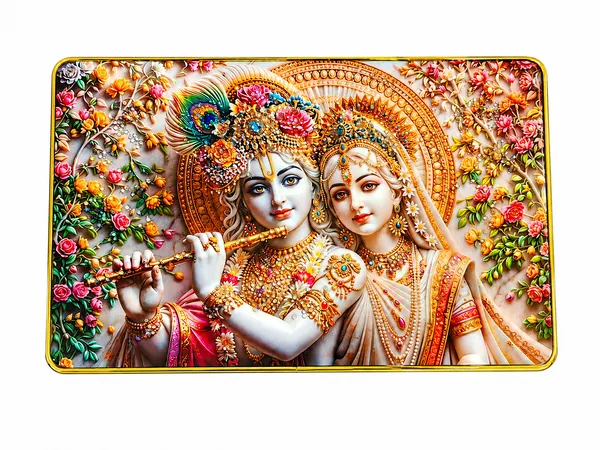 Mdf_Wood_Embossed_Radha_Krishna_Floral_Golden_Wall_Art_Frame