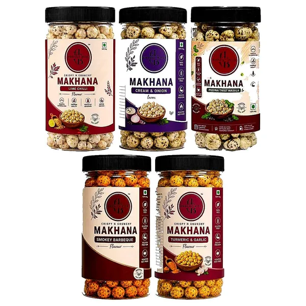 Amruutbites_Assorted_Roasted_Makhana_Cross_Combo_Pack_5_Flavors_Chilly_Lemon_Masala_Cream_Onion_Pudina_Twist_Masala_Smokey_Barbeque_Turmeric_Garlic_Healthy_Lotus_Seed_Snack_40g_X_Pack_Of_5_200g_Total