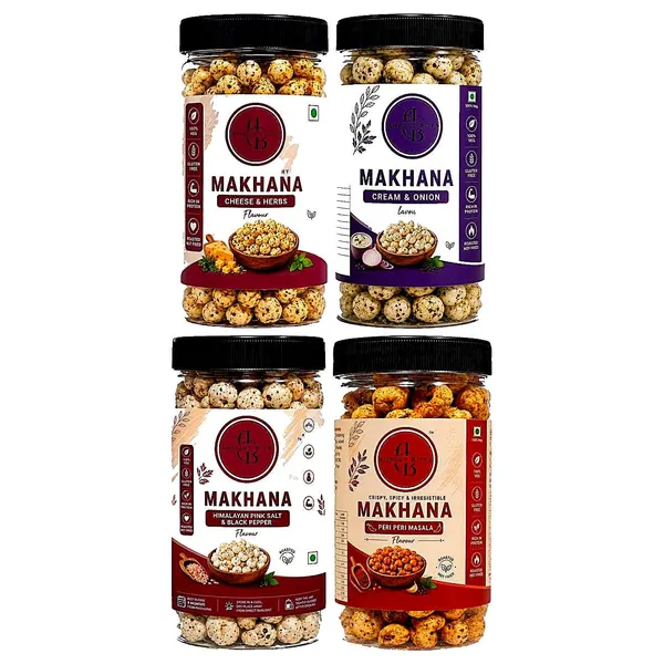 Amruutbites_Assorted_Roasted_Makhana_Cross_Combo_Pack_4_Flavors_Cheese_Herbs_Cream_Onion_Himalayan_Pink_Salted_Black_Pepper_Peri_Peri_Healthy_Lotus_Seed_Snack_100g_X_Pack_Of_4_400g_Total
