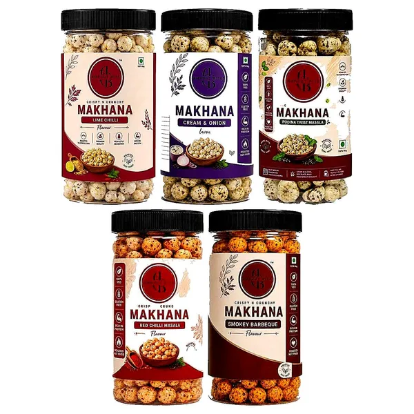 Amruutbites_Assorted_Roasted_Makhana_Cross_Combo_Pack_5_Flavors_Chilly_Lemon_Cream_Onion_Pudina_Twist_Red_Chilly_Masala_Smokey_Barbeque_Healthy_Lotus_Seed_Snack_70g_X_Pack_Of_5_350g_Total