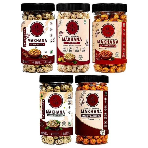 Amruutbites_Assorted_Roasted_Makhana_Cross_Combo_Pack_5_Flavors_Achari_Masala_Chilly_Lemon_Peri_Peri_Pudina_Twist_Smokey_Barbeque_Healthy_Lotus_Seed_Snack_70g_X_Pack_Of_5_350g_Total