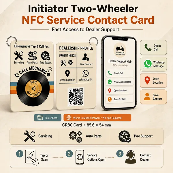Initiator_Lifetime_Critical_Service_Connect_Nfc_&_Qr_Keychain_For_Two-Wheeler_Dealerships
