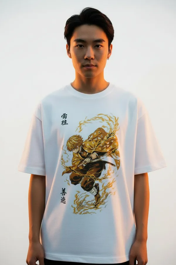Zenitsu_Demon_Slayer_Oversized_T_Shirt_Black