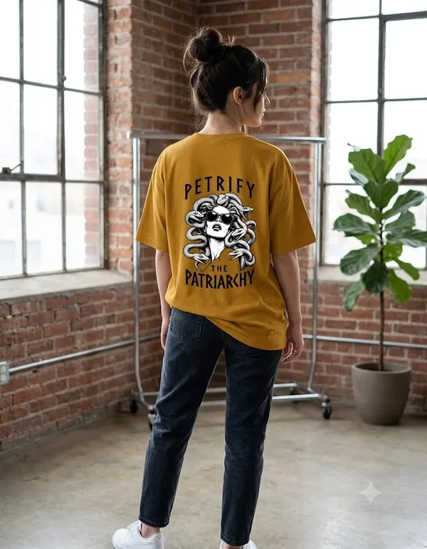 Petrify_Patriachy_Unisex_Classic_Crew_T_Shirt_White_Mustard_Yellow