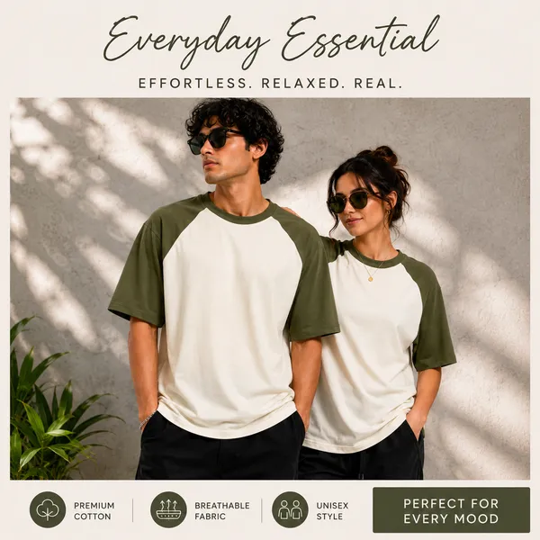 Olive_Green_And_Off_White_Cotton_T-Shirt_For_Unisex