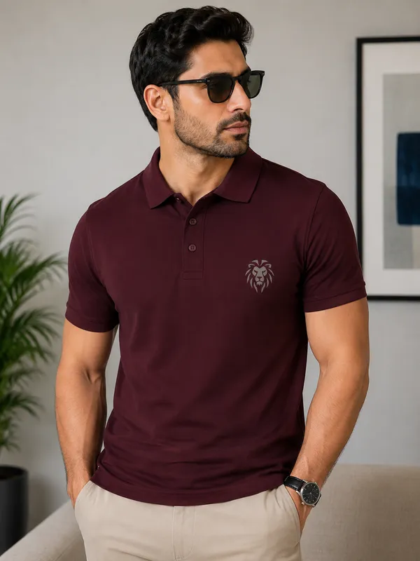Maroon_Collared_Polo_T-Shirt_for_Men