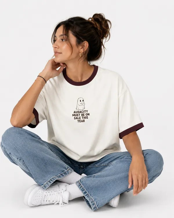 Maroon_And_Off_White_Cotton_T-Shirt_For_Unisex