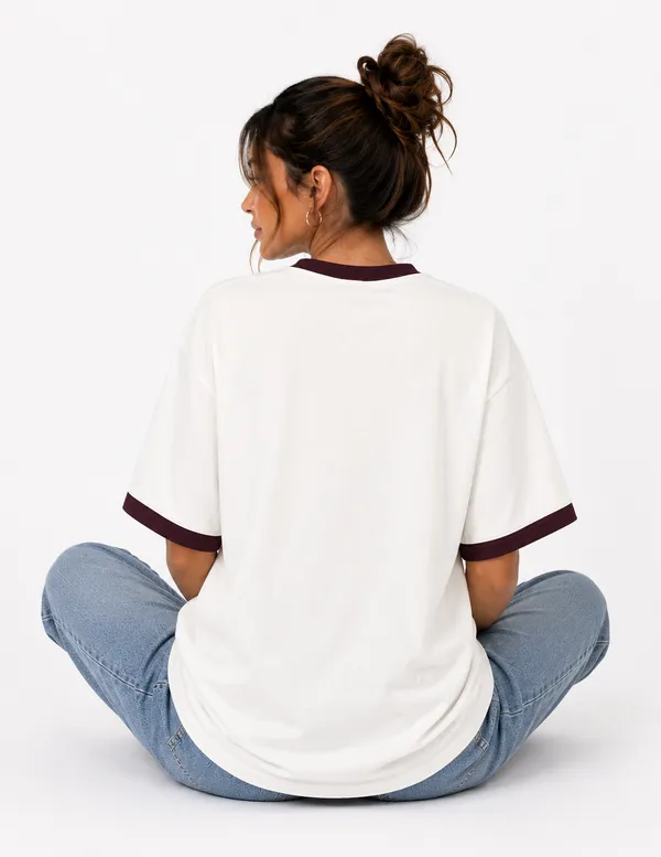 Maroon_And_Off_White_Cotton_T-Shirt_For_Unisex