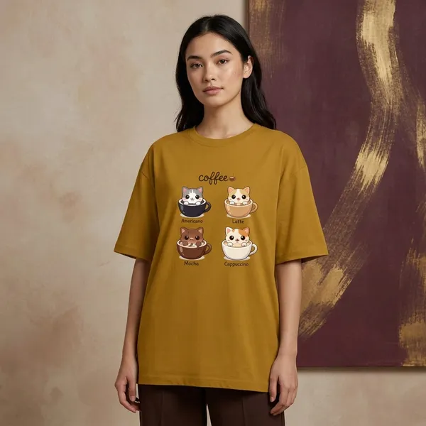 Mustard_Yellow_Cotton_T-Shirt_For_Unisex
