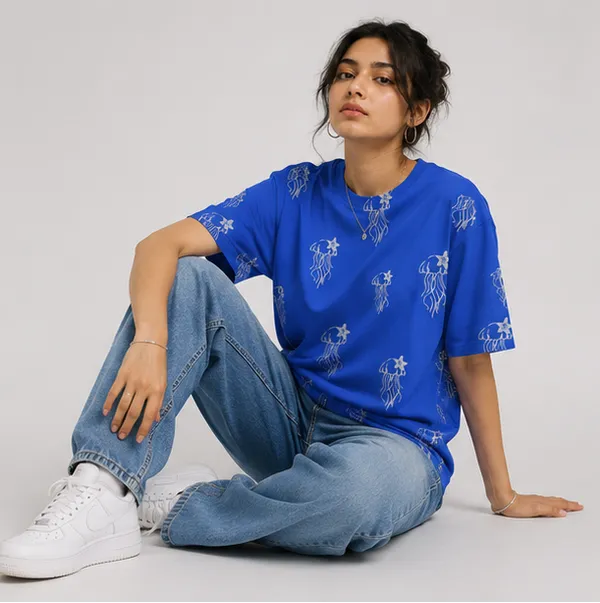 Blue_Cotton_T-Shirt_For_Unisex