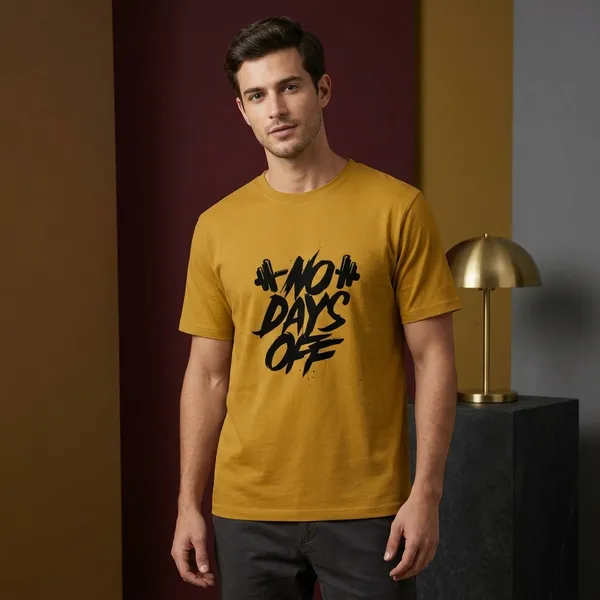 Mustard_Yellow_Cotton_T-Shirt_For_Unisex