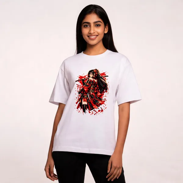 Samurai_Girl_Oversized_Standard_T_Shirt_White