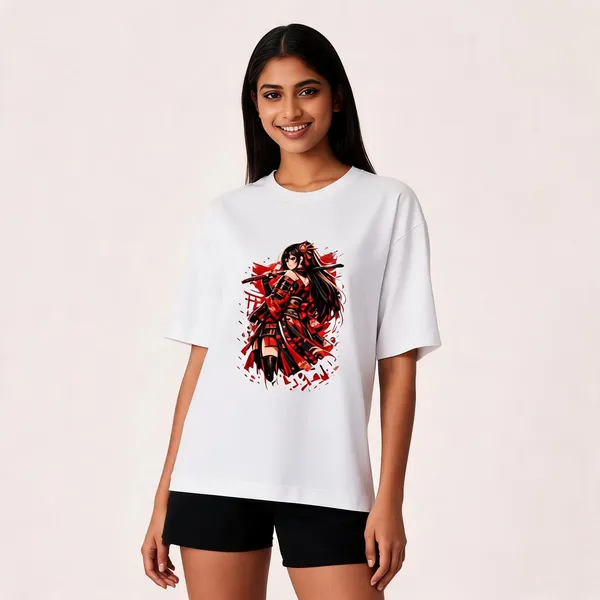 Samurai_Girl_Oversized_Standard_T_Shirt_White