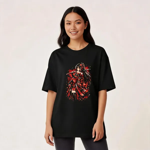 Samurai_Girl_Oversized_Standard_T_Shirt_Black