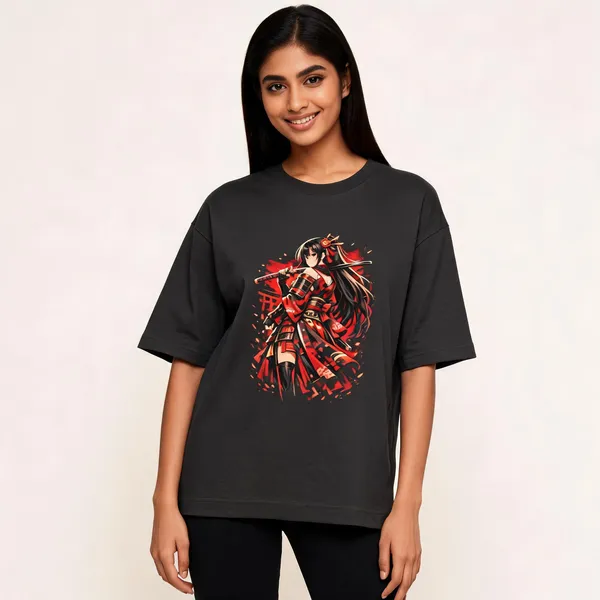 Samurai_Girl_Oversized_T_Shirt_Black