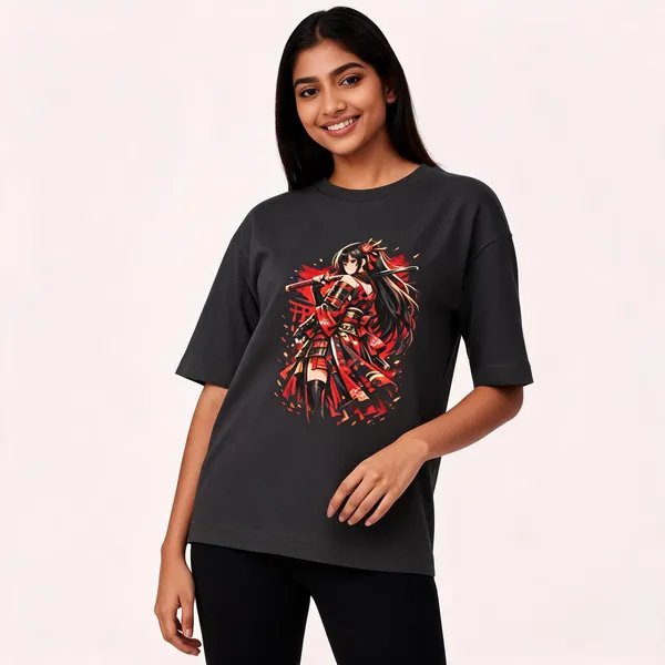 Samurai_Girl_Oversized_T_Shirt_Black
