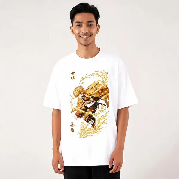Zenitsu_Demon_Slayer_Oversized_T_Shirt_White