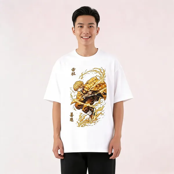 Zenitsu_Demon_Slayer_Oversized_T_Shirt_White