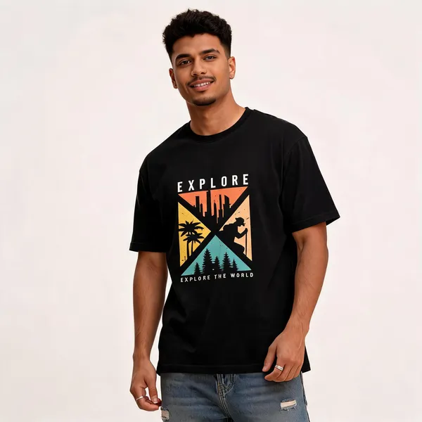 Explore_The_World_Graphic_Unisex_T_Shirt_Black