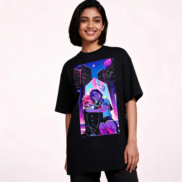Momo_Okarun_Unisex_Crew_Neck_T_Shirt_Black