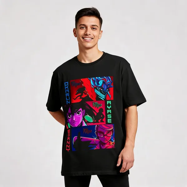 Dandadan_Trio_Oversized_Unisex_T_Shirt_Black