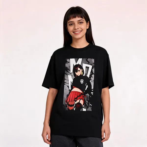 Momo_Ayase_Oversized_Unisex_T_Shirt_Black